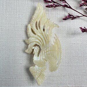 Vintage Carved Mother Of Pearl Rooster Brooch 2 5/8"